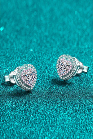 Glamorize 1 Carat Heart Moissanite Stud Earrings - MXSTUDIO.COM