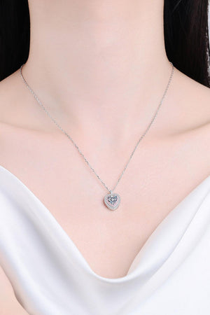 Glamorize 1 Carat Moissanite Heart Necklace - MXSTUDIO.COM
