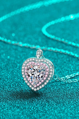 Glamorize 1 Carat Moissanite Heart Necklace - MXSTUDIO.COM