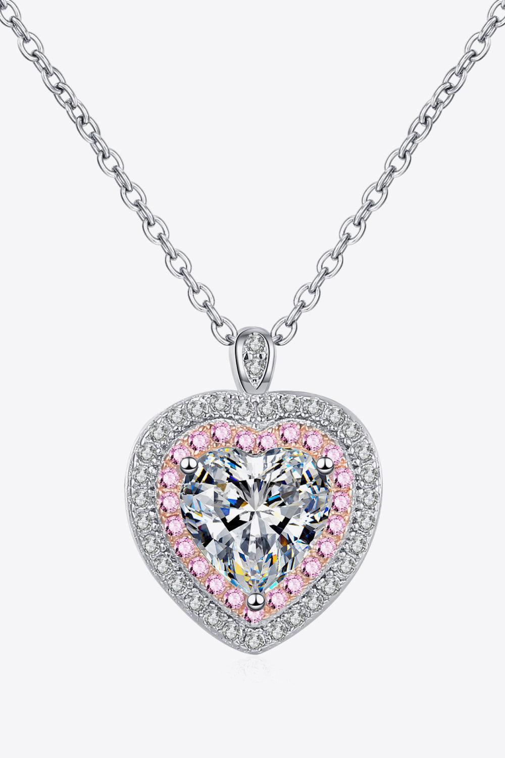 Glamorize 1 Carat Moissanite Heart Necklace - MXSTUDIO.COM