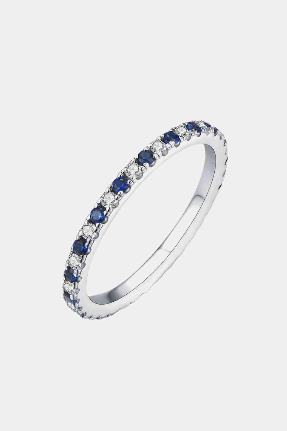 Glamorous Moissanite And Lab-Grown Sapphire Ring-MXSTUDIO.COM