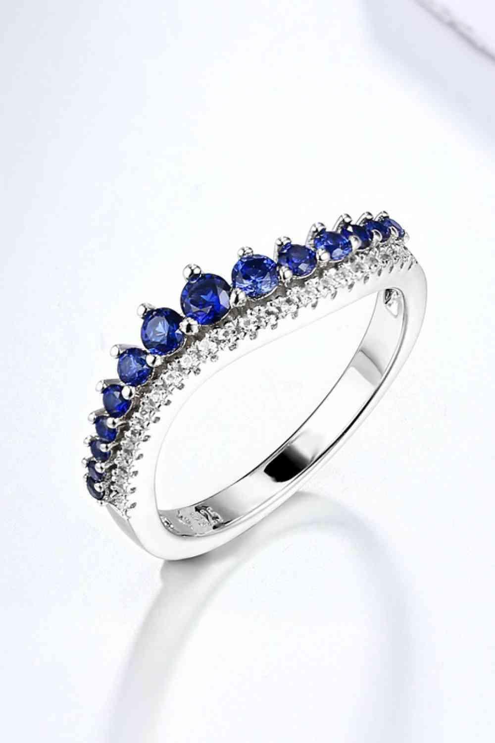Gleaming 925 Sterling Silver Lab Grown Sapphire Ring-MXSTUDIO.COM