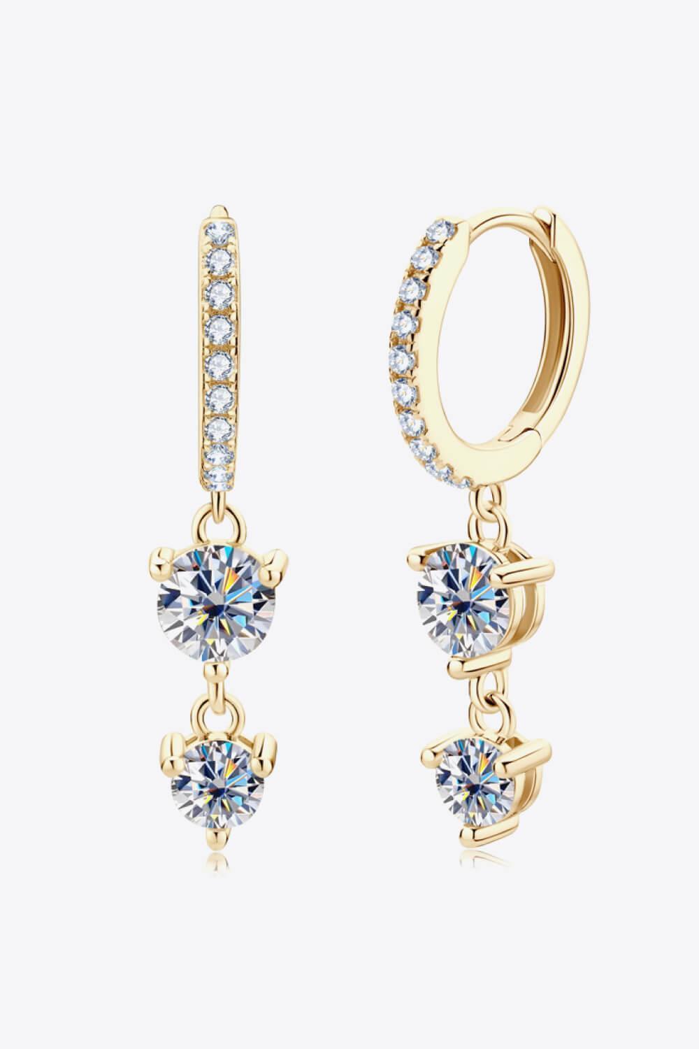 Gleaming Gold/Platinum-Plated Moissanite Drop Earrings - MXSTUDIO.COM