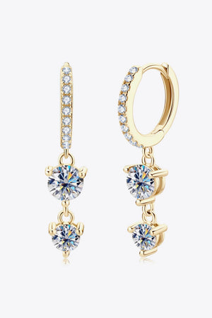 Gleaming Gold/Platinum-Plated Moissanite Drop Earrings - MXSTUDIO.COM