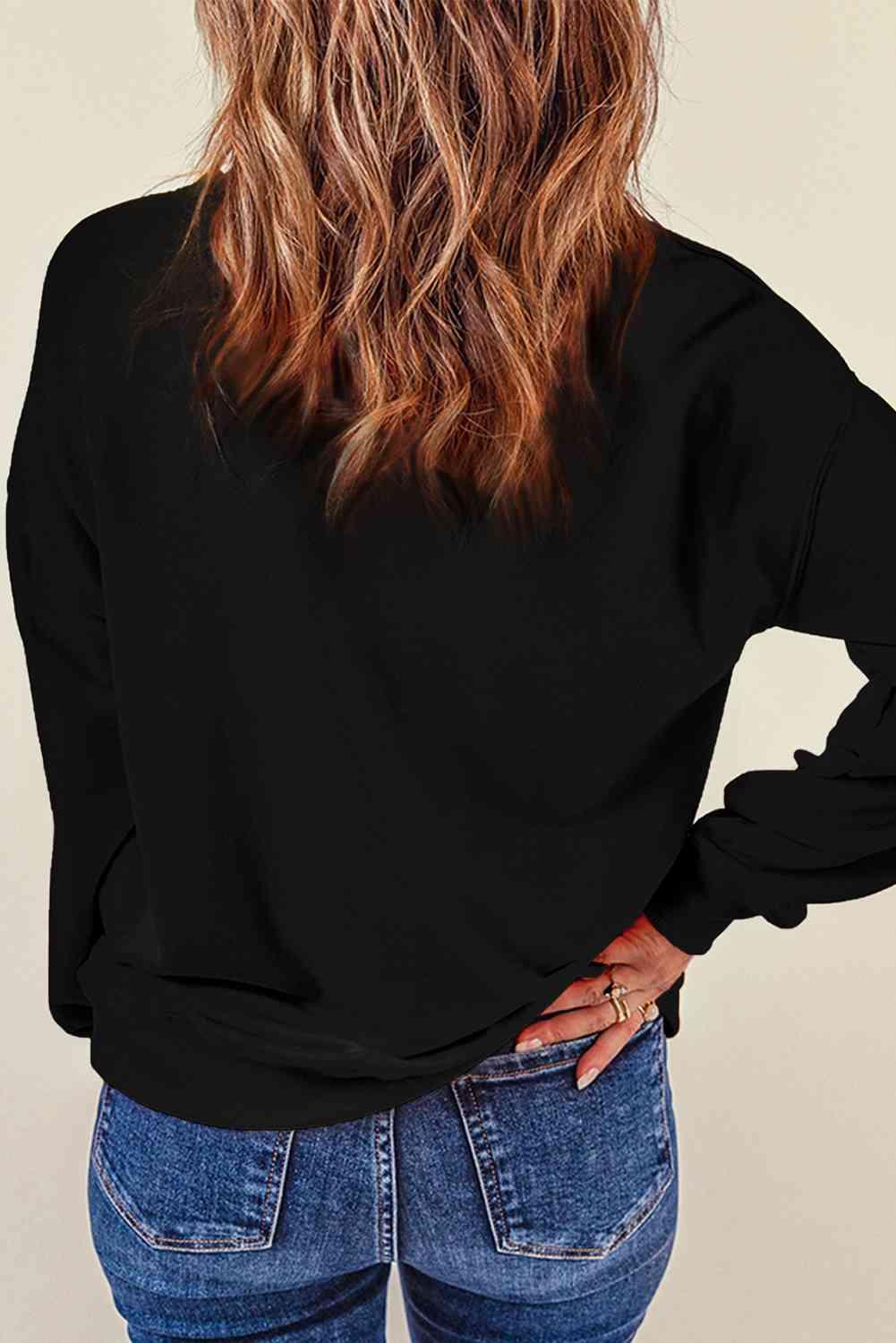 Glimmering Sequin Santa Patch Christmas Sweatshirt-MXSTUDIO.COM