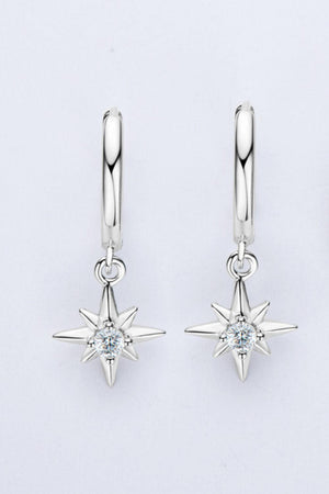 Gold/Platinum-Plated Star Moissanite Drop Earrings - MXSTUDIO.COM
