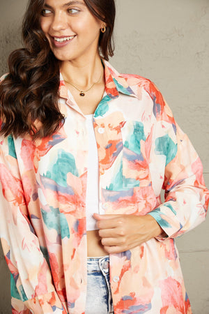 Good Vibes Only Tunic Floral Long Sleeve Shirt - MXSTUDIO.COM