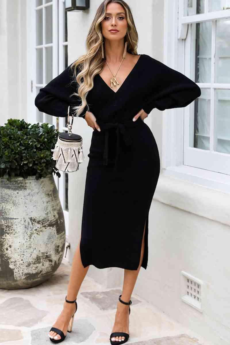Gorgeous Warmth Long Sleeve Sweater Dress - MXSTUDIO.COM