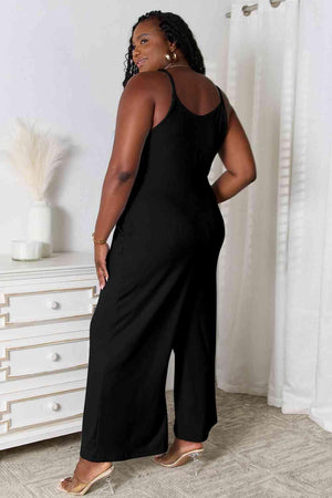 Graceful Hug Spaghetti Strap Plus Size V Neck Jumpsuit - MXSTUDIO.COM