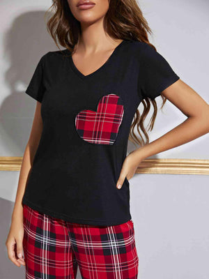 Graphic Tee And Plaid Pants 2 Piece Outfit Lounge Set - MXSTUDIO.COM
