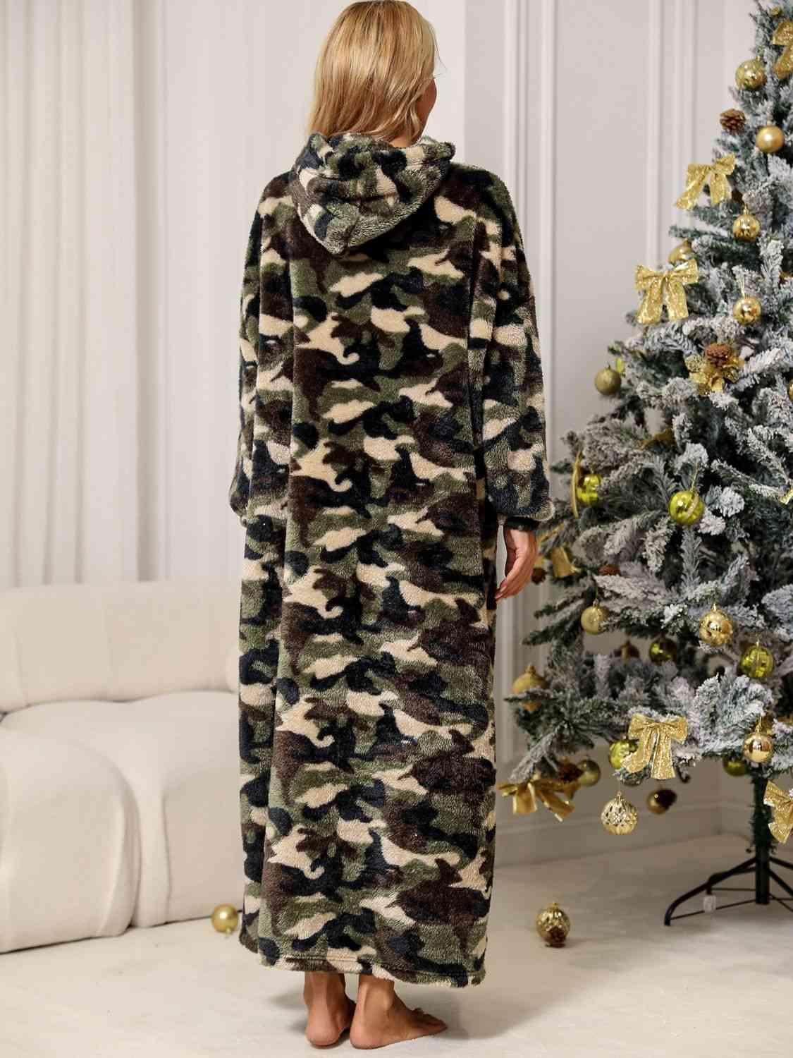 Green Camouflage Hooded Teddy Nightgown - MXSTUDIO.COM