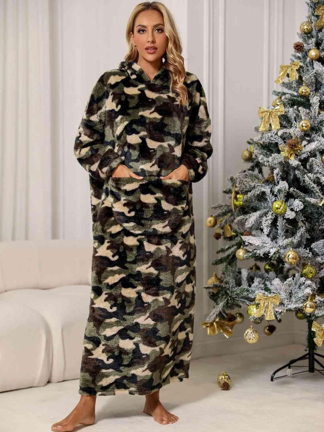 Green Camouflage Hooded Teddy Nightgown - MXSTUDIO.COM