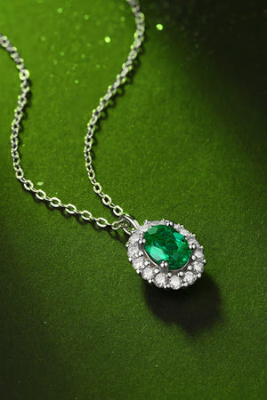 Green Oval 1.5 Carat Lab-Grown Emerald Pendant necklace - MXSTUDIO.COM