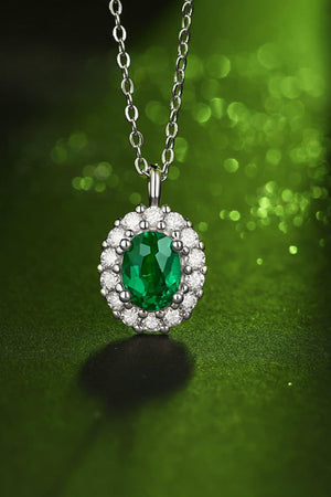 Green Oval 1.5 Carat Lab-Grown Emerald Pendant necklace - MXSTUDIO.COM