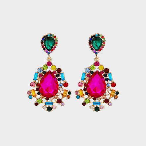 Groundbreaking Teardrop Shape Rhinestone Dangle Earrings-MXSTUDIO.COM