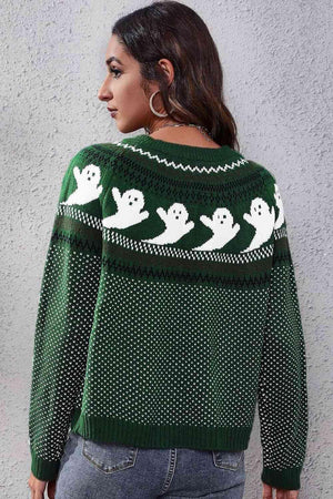 Halloween Warmth Crew Neck Ghost Sweater - MXSTUDIO.COM