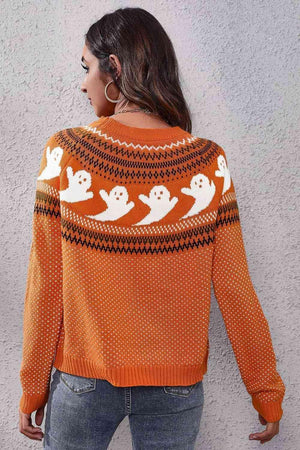 Halloween Warmth Crew Neck Ghost Sweater - MXSTUDIO.COM