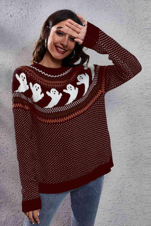 Halloween Warmth Crew Neck Ghost Sweater - MXSTUDIO.COM