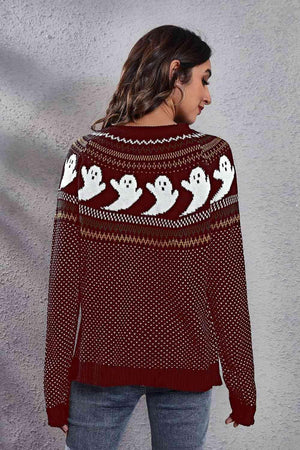 Halloween Warmth Crew Neck Ghost Sweater - MXSTUDIO.COM