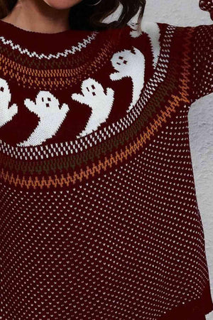 Halloween Warmth Crew Neck Ghost Sweater - MXSTUDIO.COM
