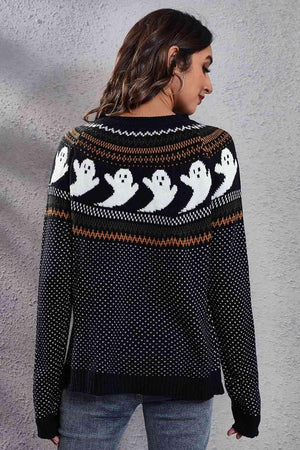Halloween Warmth Crew Neck Ghost Sweater - MXSTUDIO.COM