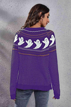 Halloween Warmth Crew Neck Ghost Sweater - MXSTUDIO.COM