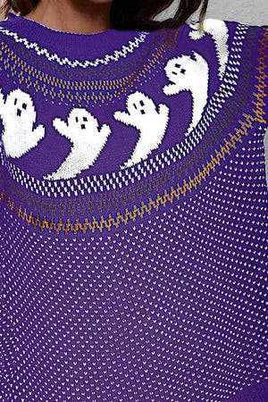 Halloween Warmth Crew Neck Ghost Sweater - MXSTUDIO.COM