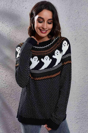 Halloween Warmth Crew Neck Ghost Sweater - MXSTUDIO.COM