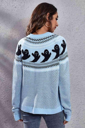 Halloween Warmth Crew Neck Ghost Sweater - MXSTUDIO.COM