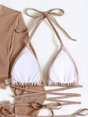 a woman's bikini top and panties with ties