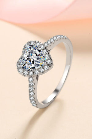 Heart-Shaped Encrusted 1 Carat Moissanite Ring - MXSTUDIO.COM