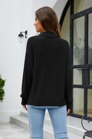 Hello Fall Long Sleeve Knit Mock Neck Sweater-MXSTUDIO.COM