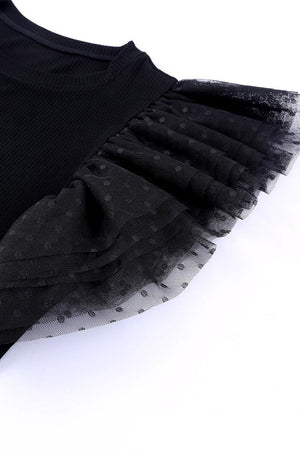 Hey Pretty Polka Dot Lace Flutter Sleeve Blouse - MXSTUDIO.COM