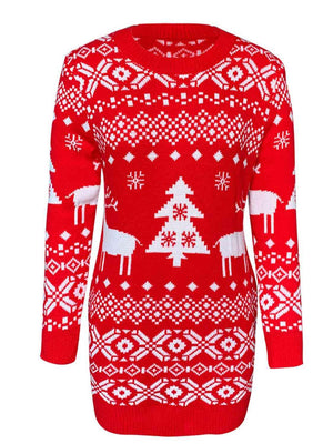 Holiday Babe Long Sleeve Christmas Sweater Dress-MXSTUDIO.COM
