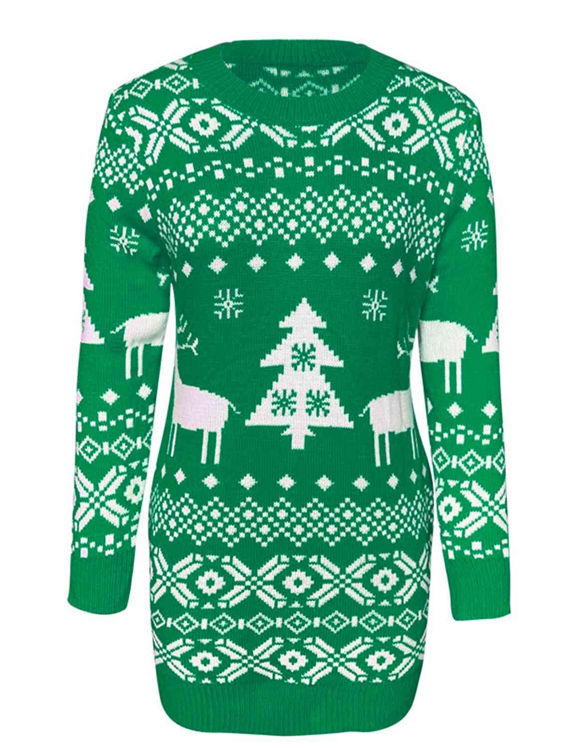 Holiday Babe Long Sleeve Christmas Sweater Dress-MXSTUDIO.COM