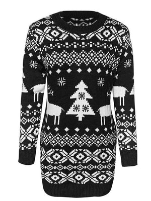 Holiday Babe Long Sleeve Christmas Sweater Dress-MXSTUDIO.COM