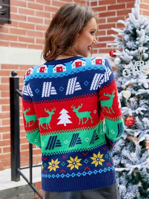 Holiday Warmth Navy Christmas Sweater - MXSTUDIO.COM