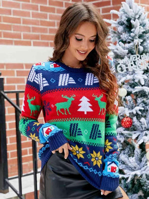 Holiday Warmth Navy Christmas Sweater - MXSTUDIO.COM