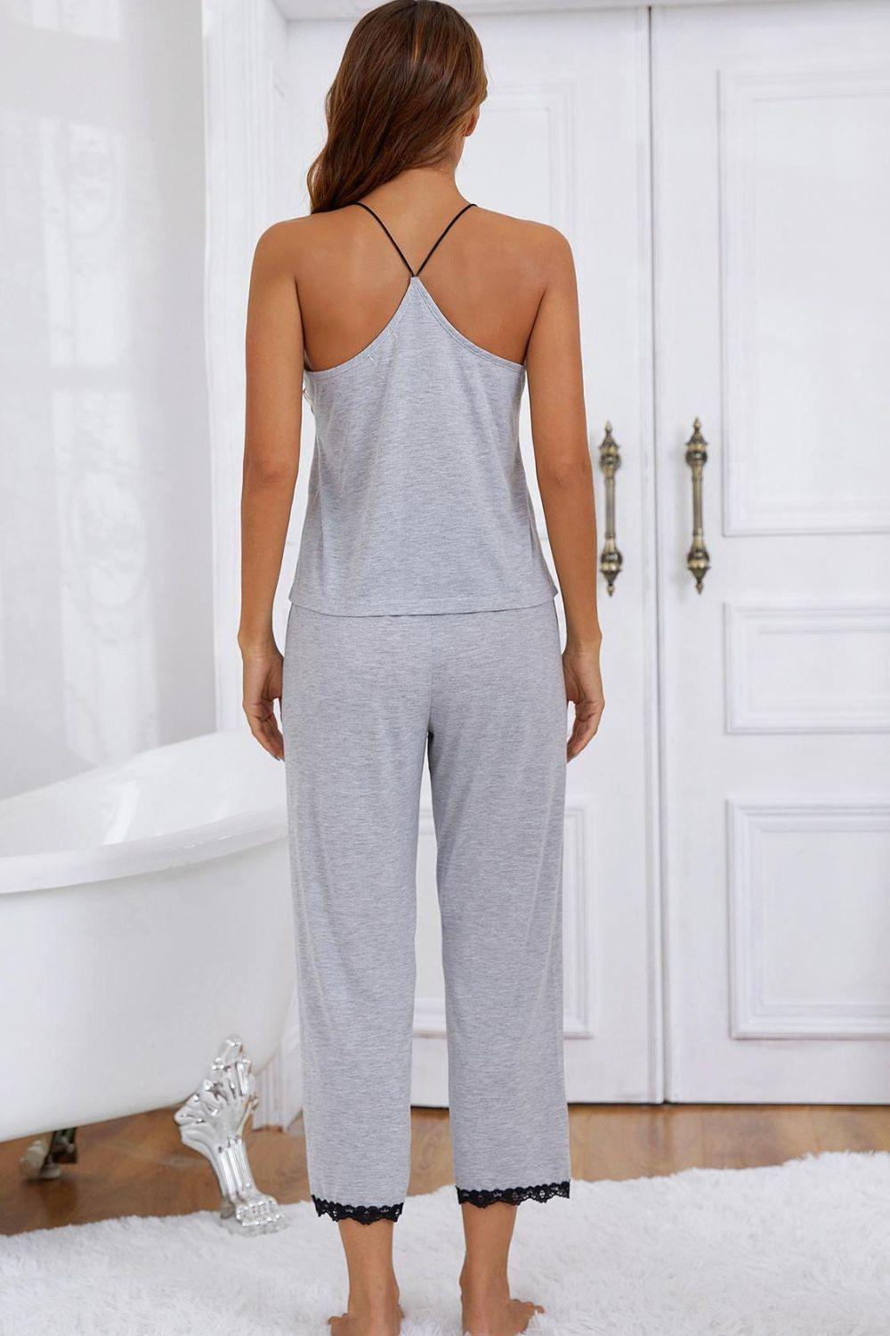 Home Like Cami and Lace Trim Pants Set - MXSTUDIO.COM