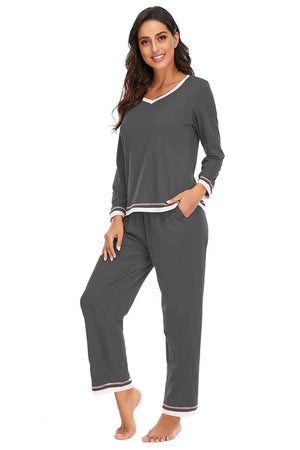 Homebody Top and Pants Two Piece Lounge Set - MXSTUDIO.COM