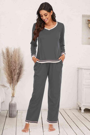 Homebody Top and Pants Two Piece Lounge Set - MXSTUDIO.COM