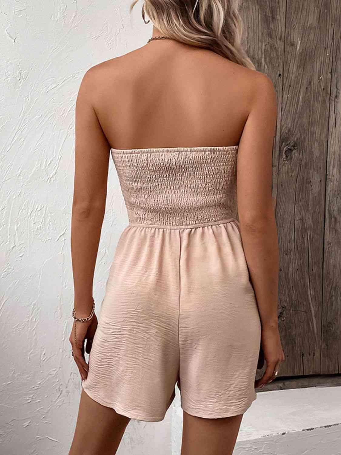 Hot Weather Chic Smocked Strapless Romper - MXSTUDIO.COM