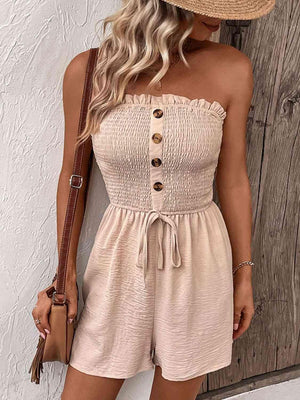 Hot Weather Chic Smocked Strapless Romper - MXSTUDIO.COM