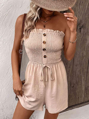 Hot Weather Chic Smocked Strapless Romper - MXSTUDIO.COM