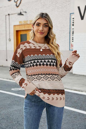 Impeccable Warmth Geometric Sweater - MXSTUDIO.COM