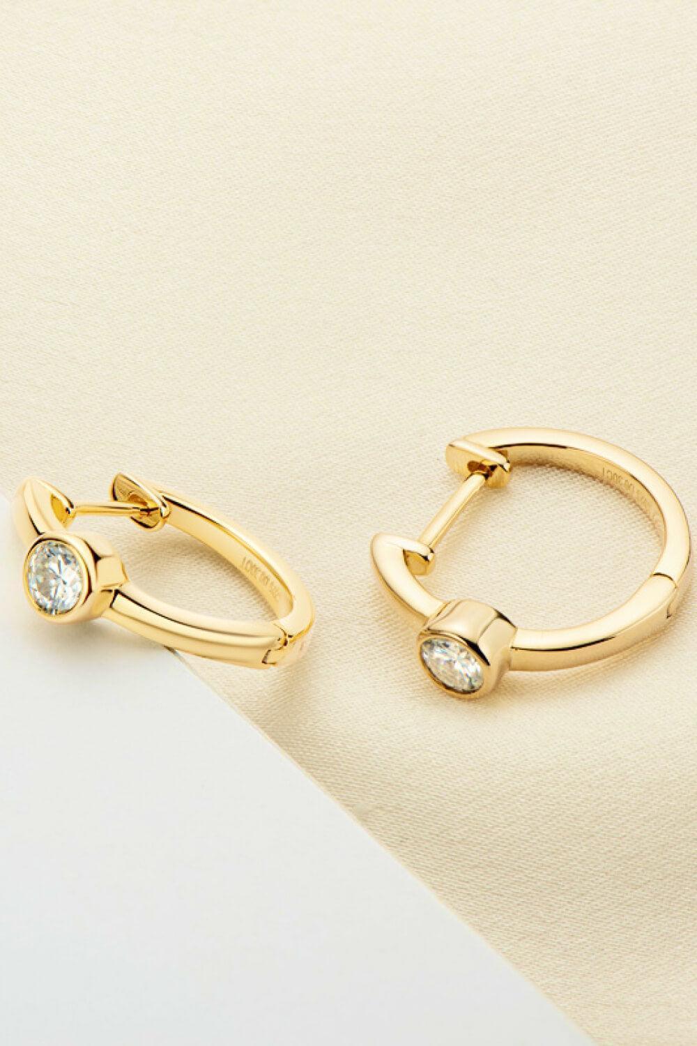Impress Me Sterling Silver Inlaid Moissanite Huggie Earrings - MXSTUDIO.COM