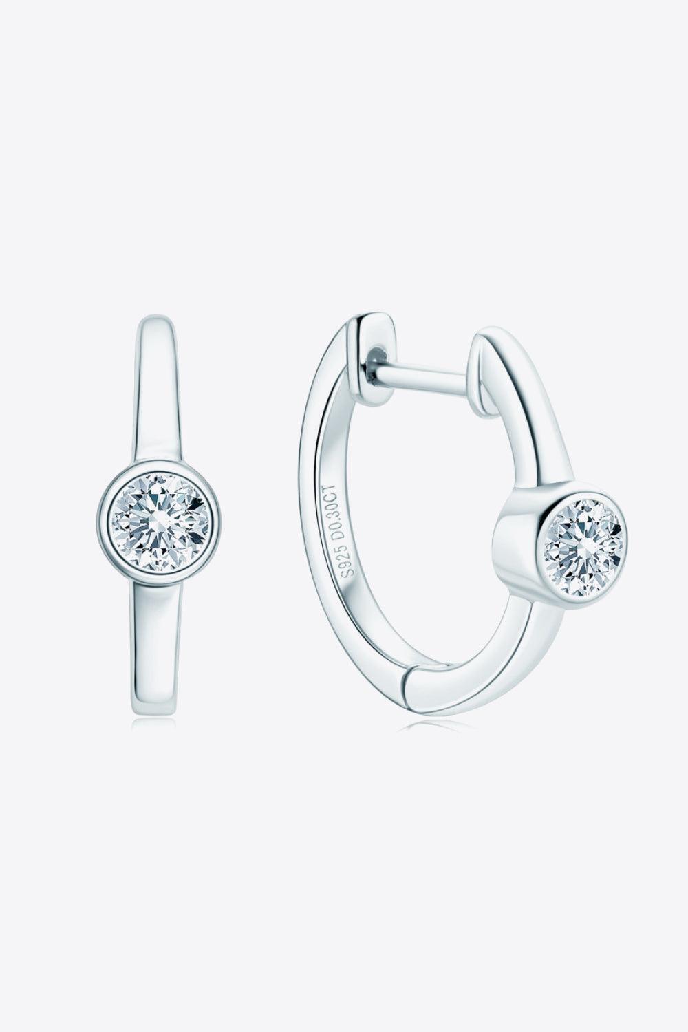 Impress Me Sterling Silver Inlaid Moissanite Huggie Earrings - MXSTUDIO.COM