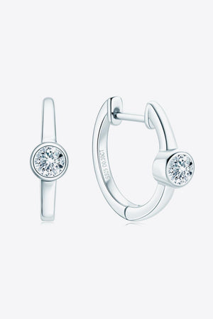 Impress Me Sterling Silver Inlaid Moissanite Huggie Earrings - MXSTUDIO.COM