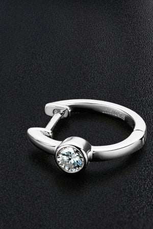 Impress Me Sterling Silver Inlaid Moissanite Huggie Earrings - MXSTUDIO.COM