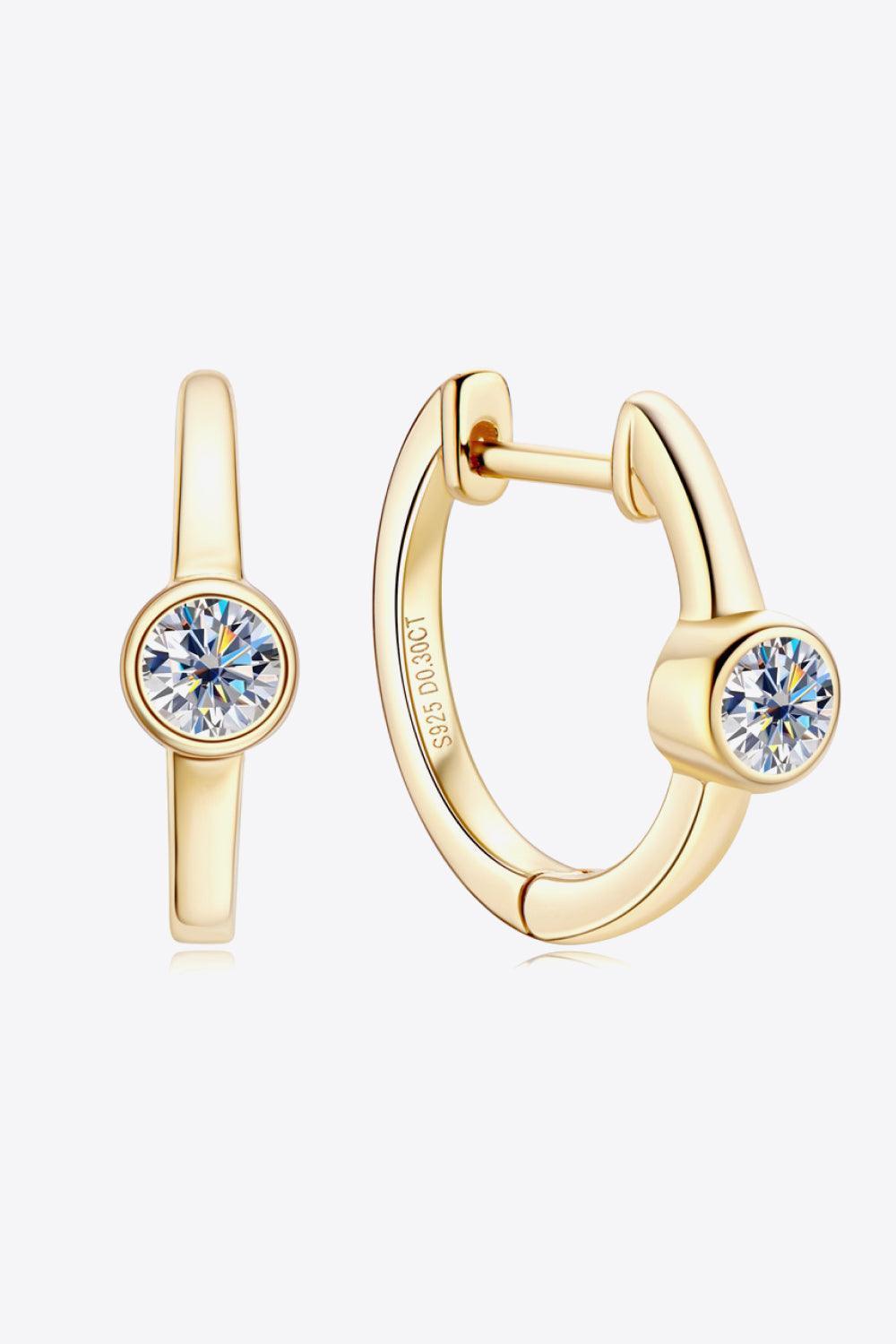 Impress Me Sterling Silver Inlaid Moissanite Huggie Earrings - MXSTUDIO.COM